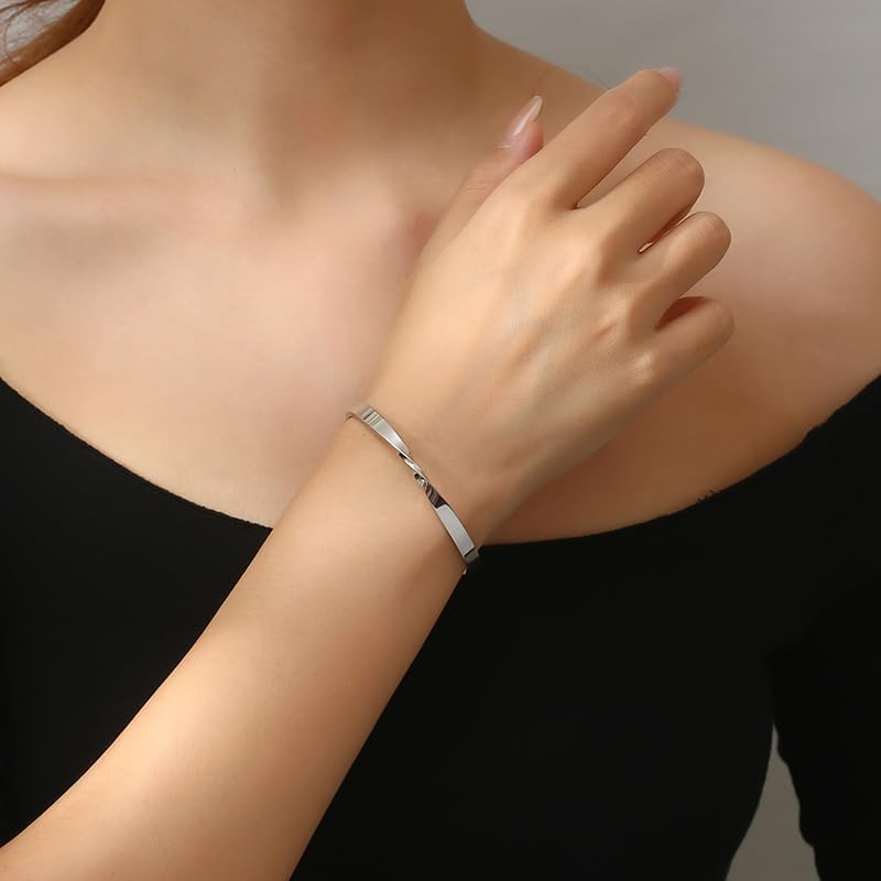 Bracelets for Women, Twisted Cuffs Bracelet made of 316 Stainless Steel, Available in Gold/Silver Dual Colors, is a Birthday Gift Jewelry for Women - Image 6