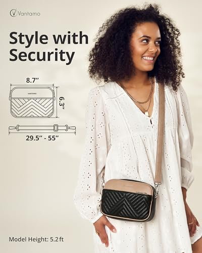 Image of Vantamo Premium Quilted Crossbody Bags for Women with Anti-Pickpocket Clip, Vegan Leather Handbags, Travel Purses for Women