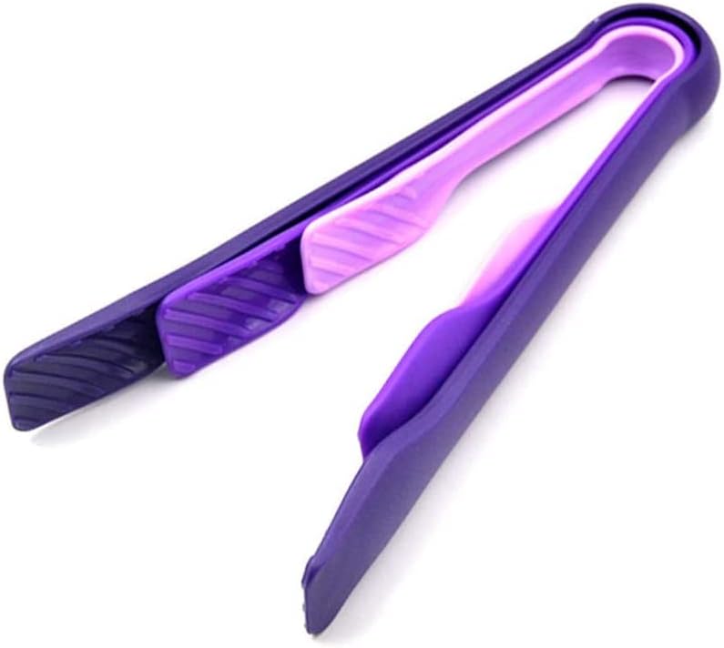 Premium Quality Food Tongs Handle Buffet BBQ Clip Cooking Utensil Kitchen Bread Tools Purple Tongs