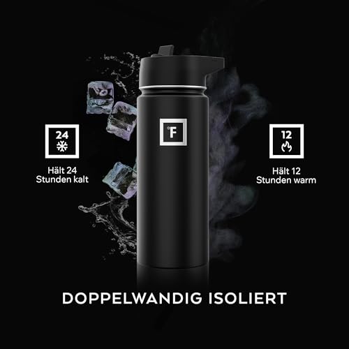 Edelstahl Trinkflasche mit Strohhalm - 650/950/1200/1800 ml - Kohlensäure Geeignet Auslaufsicher Doppelwandig Isoliert Thermosflasche BPA-Freie - Wasserflasche Sport Gym Fitness Reisen Kinder