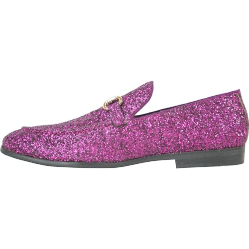 Image of bravo! Men Dress Shoe Prom Slip-on Loafer Lace-up Oxford Cap Toe Metallic Glitter for Wedding Prom Black Blue Green Gold Pink Pewter Purple Silver Red