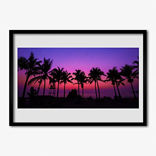 Affiche encadrée 70x50 cm grand format paysage des palmiers avec cadre en MDF résistant