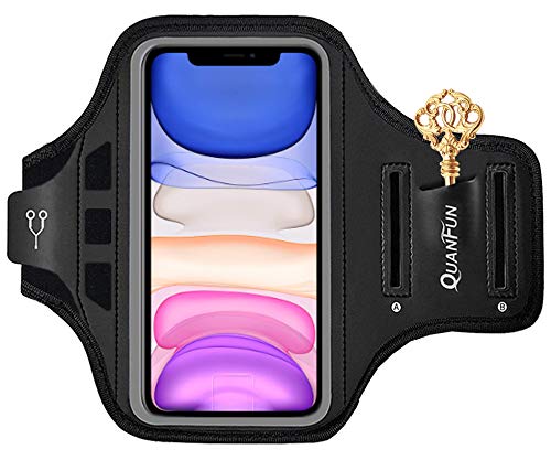QUANFUN Compatible iPhone Xs X 8/7/6/S Plus Sports Armband, Fitness Running Workout Gym Jogging Case Holder Arm Band Strap Compatible Galaxy S8 S7 Plus Edge Note8, Fits 5.5 to 6.5 Cell Phones