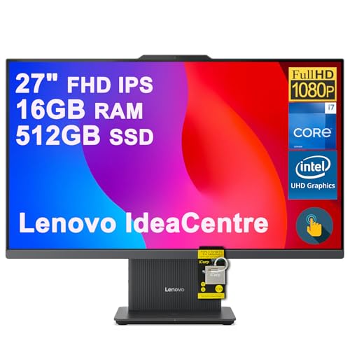 Image of Lenovo IdeaCentre AIO Desktop 27 inch FHD IPS Touchscreen (99% sRGB) Intel 10-core i7-13620H (Beats Ultra 9 185H) 16GB RAM 512GB SSD Type-C Harman Speaker Wi-Fi6 5MP Camera Win11 ICP Hub