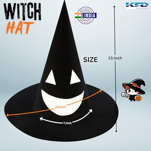 Image of Kaku Fancy Dresses Witch Hat for Girls, Witch Costume Accessory for Halloween Party Prop Multicolor Witch Hat