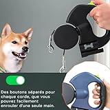 AVOID Doppelte Hundeleine Große Hunde 3M - Reflektierende Leine Hund, 360° Drehfunktion Mit Taschenlampe Und Taschenspender, Hundeleine 3M, Automatische Einziehbare Rollleinen
