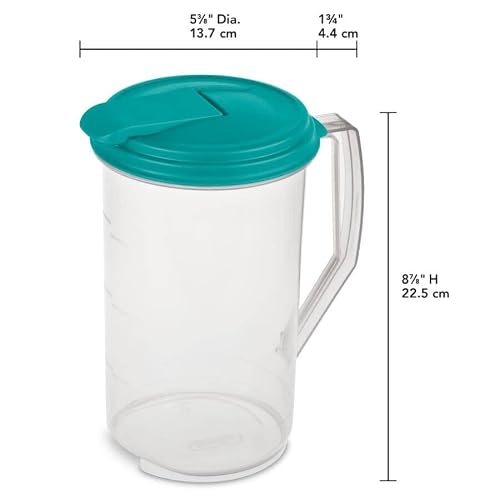 STERILITE 04860906 Beverage Pitcher, Round, BPA-Free Plastic, 2-Qts. - Quantity 1