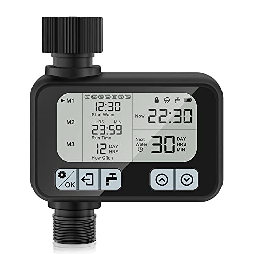 Preisvergleich Produktbild IRRIGOLD Bewässerungscomputer Wasserzeitschaltuhr Garten Zeitschaltuhr Bewässerung, Großes 3-Zoll-Display Regenverzögerung und Kindersicherung