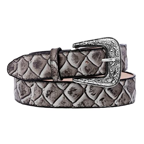 Texas Legacy Mens Natural Pirarucu Fish Print Leather Western Cowboy Belt Dress Buckle