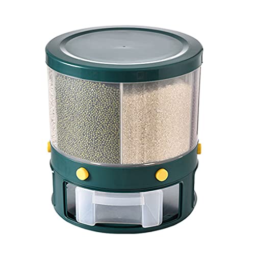 Conteneur De Stockage De Grains De Riz, Riz Et Grain Conteneur De Stockage Rotatif à 360 °, BoîTe De Stockage De Riz De Cuisine De Distributeur De Grains, Riz, Soja,Vert Cover