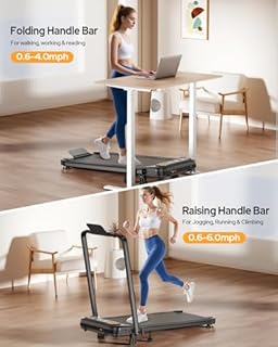 Foldable Treadmill with 10% Incline, Upgrade 3.5HP Low Noise Walking Pad Treadmill with Handle Bar, Trisomy 4 in 1 Portable Under Desk Treadmills for Home/Office, 350Lbs Capacity, APP & Remote Control