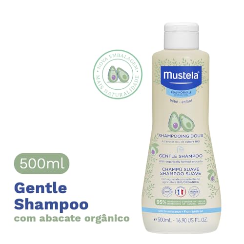Gentle Shampoo, Suave e Não Arde os Olhos, Mustela Bebê, Azul, Médio/500 ml