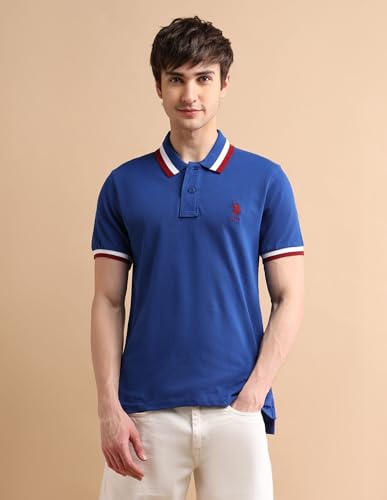 Image of U.S. Polo ASSN. Solid Slim Fit Polo T Shirts for Men - 100% Cotton, Half Sleeves Mens Tshirt