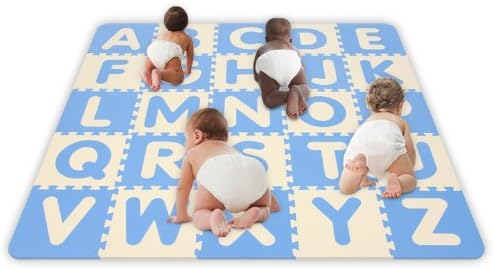 Play & Learn Soft & Safe SoftFloors 5' x 5' x 5/8" Baby Blue/Ivory