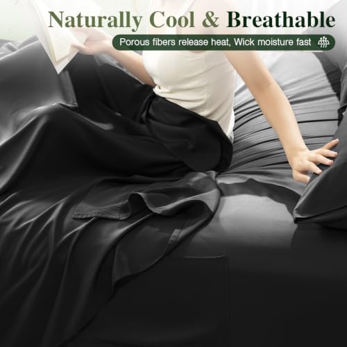 Image of 100% Organically Grown Bamboo Viscose Queen Sheet Set with Pockets on Side