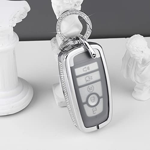 Pifoog Bling Key Fob Cover For Ford Explorer Mustang F150 Edge Fusion Escape Expedition F250 F350 Accessories Car Smart Keys Case Shell Glittering Keychain Metal Crystal #TOP1