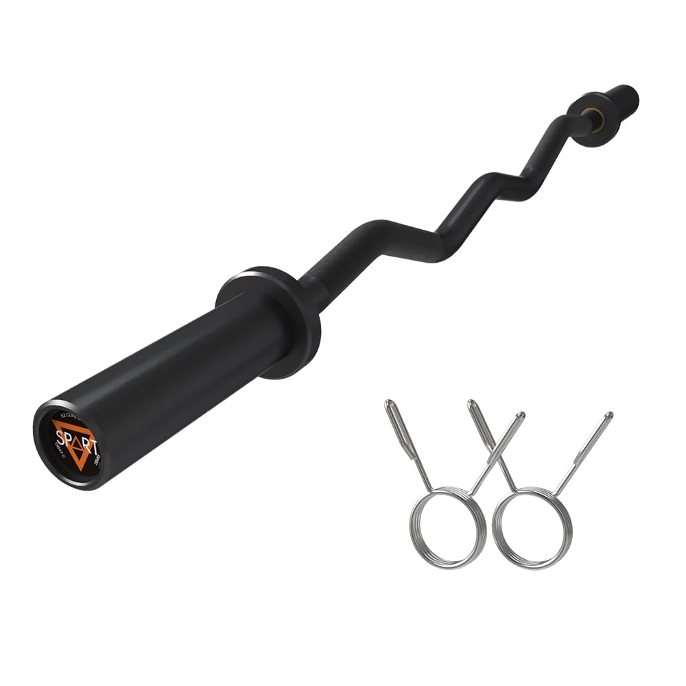 Olympic EZ Curl Bar, 47INCH/4FT Strength Training Curling Bar with Knurled Grip, Chrome Finish, Copper Sleeve Barbell for 2-inch Weight Plates, 500 LBS Capacity