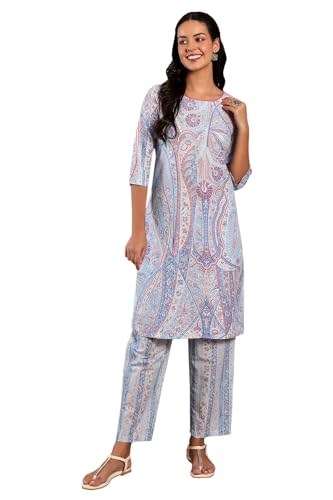 Image of W for Woman Paisley Knee Length Cotton Woven Women's Kurta Pant Set