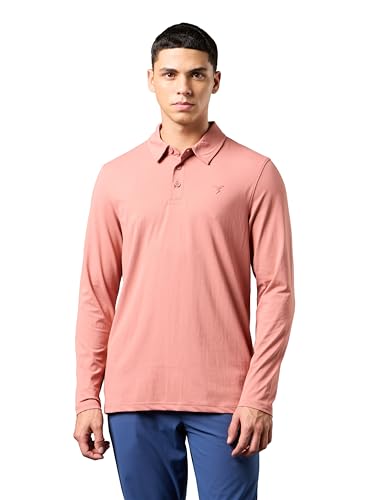 Image of TECHNOSPORT Mens Slim Fit Solid Full Sleeve Cotflex Polo T-Shirt for Regular and Casual Uses