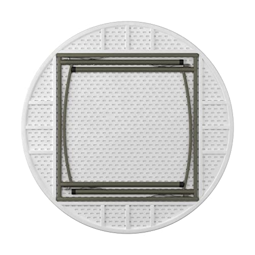 Krollen Industrial 48" Round Heavy-Duty Granite White Plastic Folding Table #TOP2