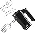 Produktbild Elektrischer Handmixer, Hand Mixer for Cake, Handrührer Klein Edelstahl, 5 Geschwindigkeitsstufen Turbofunktion, Spülmaschinengeeignete 2 Rührbesen 2 Knethaken, bis 300 Watt,Black