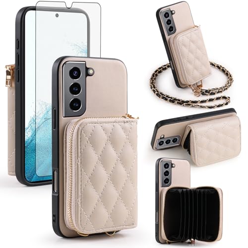 Coque Samsung S21+ 5G avec sangle d'épaule étui portefeuille zippé pour vos sorties
