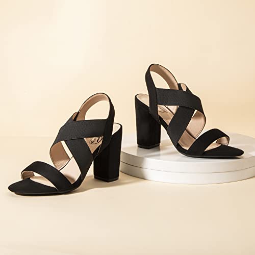 Trary Chunky Heels - Black, Red, Brown Sandals for Women's Homecoming & Prom - Comfortable High Heels with Elastic Ankle Strap2