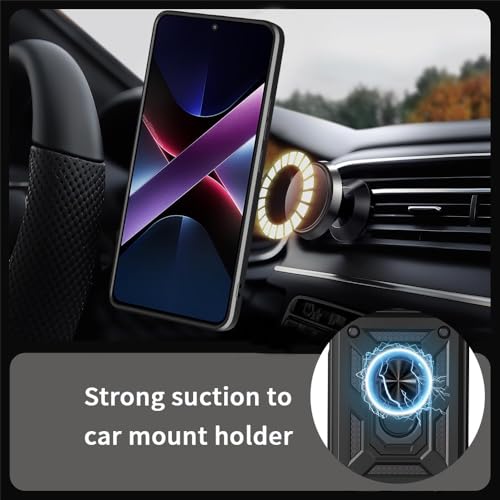 Image of Casodon Shockproof Back Case Cover for Oppo K13X 5G, Shockproof Oppo K13X Back Cover, Ring Case with Kickstand and Camera Protection Shutter - Black