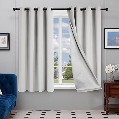 Deconovo White Thermal Curtains For Bedroom Window - Back Silver Coating Curtains, Light Blocking Panels For Nursery (52W X 63L, Silver Grey, Set Of 2) #TOP18