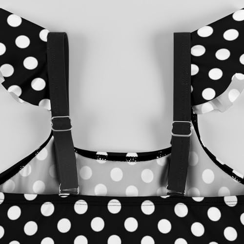 Image of Girls One Piece Swimsuit Polka Dots Ruffles Swimwear Bathing Suits 3-12 Years