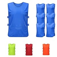 PTJJXA 6 Stück Leibchen Fußball Set, Sport Trikot Leibche 62x65 cm, Atmungsaktiv mit Mesh Trainingsleibchen Erwachsene xl Geeignet für 170-200cm Höhe Herren Damen, Basketball Trainingsweste (Blau)