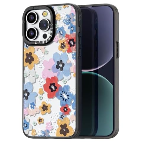 casevivid Compatible for iPhone 14 Pro Case Cute Aesthetic - Durable Fashion Funny Phone Case - Pink Flower Pattern Print Soft Shockproof Cover 6.1 inches Black Cover