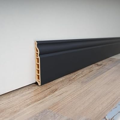 Art3d Wall Baseboard Molding Trim 8-Pack of 56 x 3.2 in., High Impact Polystyrene Skirting Board - Installed with Glue - Black