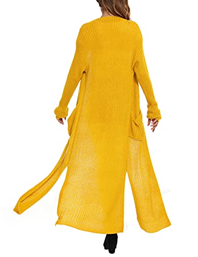 Image of Womens Casual Long Sleeve Split Open Cardigan Knit Long Cardigan Sweaters with Pockets Fall Fashion 2024