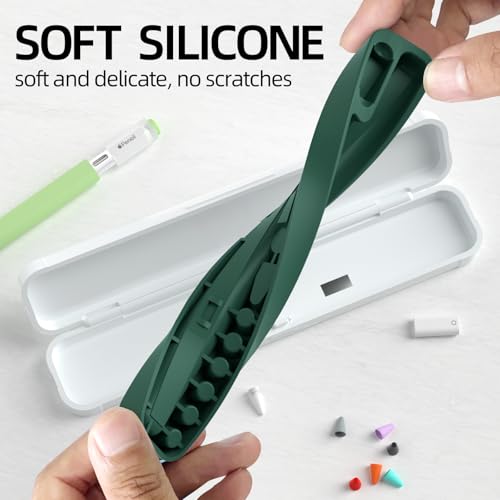 Image of AZF Hard PC&Silicone Magnetic case for Apple Pencil case(Apple Pencil Pro /2nd Gen /1st / (USB-C) / Pro and Samsung Galaxy S-Pen Series Pencil Protection Carrying Case. (Midnight Green)