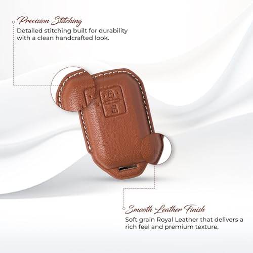 Image of Keyzone Royal Leather Key Cover for Swift, DZire, Baleno, Ertiga, Grand Vitara, Brezza, Fronx, Jimny XL6, Ignis, Glanza, Urban Cruiser Hyryder, Rumion 2 Button smart Key (Black)