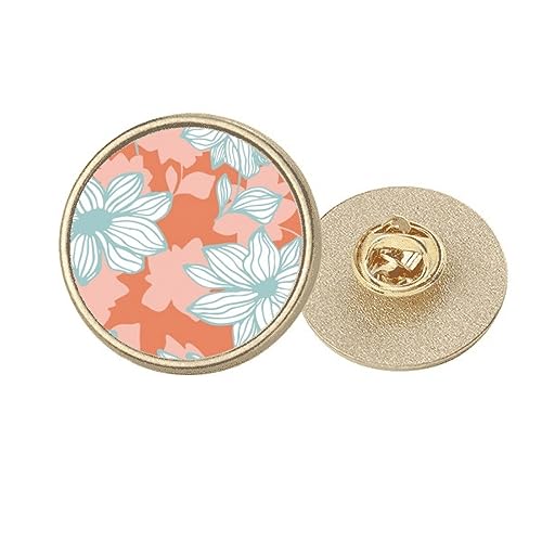 Broche ronde métal doré fleur verte orange cadeau fête des mères