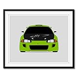 Custom Car Posters Handmade Poster compatible with Mitsubishi Eclipse 2G DSM (1995-1999) Fast and the Furious Print Wall Art Décor Brian O'Connor (Paul Walker) - 8x10 Satin Print (Unframed)