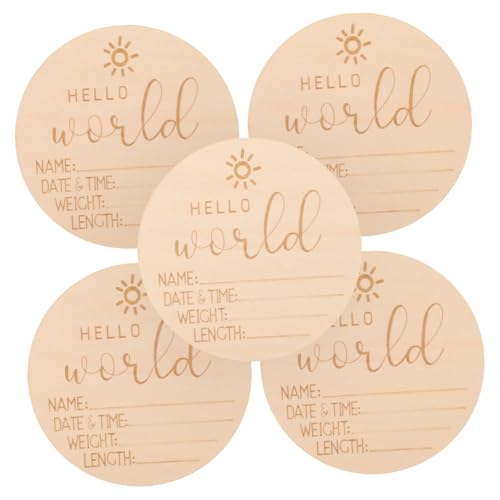 Totority Wooden Infants Birth Announcement Sign Baby Announcement Sign 10x10cm Baby Photography Prop Newborn Name Sign