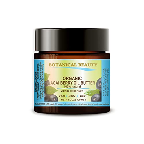 Botanical Beauty ORGANIC ACAI BERRY BUTTER BRAZILIAN 100% Natural / 100% PURE BOTANICALS. VIRGIN/UNREFINED BLEND. 4 Fl.oz.- 120 ml. for Skin, Hair and Nail Care
