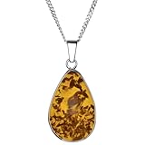 gelber bernstein anhänger schlicht und elegant InCollections Damen-Halskette 925 Sterling Silber 1 Bernstein gelb 42 cm 241A201393100