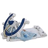 Beachcombers 7' Ship Wheel Decorative Sculpture Countertop Single Wine Bottle Holder Rack Stand Everyday Summer Coastal Nautical Table Tabletop Shipwheel Decor Decoration Multi