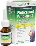 HealthA2Z® Allergy Relief, Fluticasone Propionate 50mcg, Nasal Spray, 24-Hour Allergy Relief, Nasal Decongestant, Dye Free, 72 Sprays (0.38 fl oz)