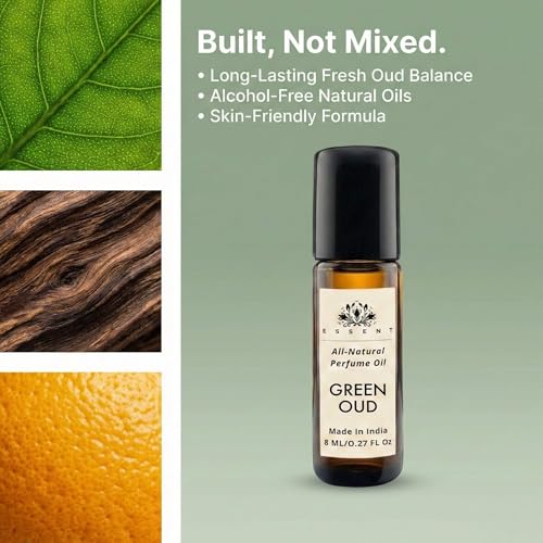 Image of Green Oud Roll-On Attar - 0.27 fl. oz. (8 ml) | Long-Lasting Natural Fragrance | Alcohol-Free Perfume Oil