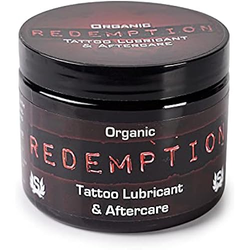 Redemption Organic Tattoo Lubricant, Barrier and Aftercare All in One - Natural Tattoo Care Formula for Use During and After Tattoo - 6 Ounce Jar