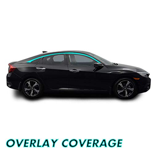 Slickmod Chrome Delete Blackout Vinyl Overlay For 2016-2021 Honda Civic Sedan Window Trim (Gloss Black) #TOP1