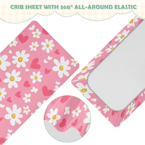 Drap de lit imperméable bébé pour des nuits calmes avec motifs marguerites 132x71 - 5