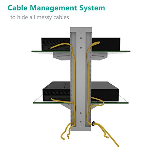 Wali Floating Entertainment Center Shelves, Holds Up To 17.6Lbs, Tv Shelf With Strengthened Tempered Glasses For Dvd Players, Cable Boxes, Games Consoles, Tv Accessories (Cs202S), 2 Shelf, Silver #TOP3