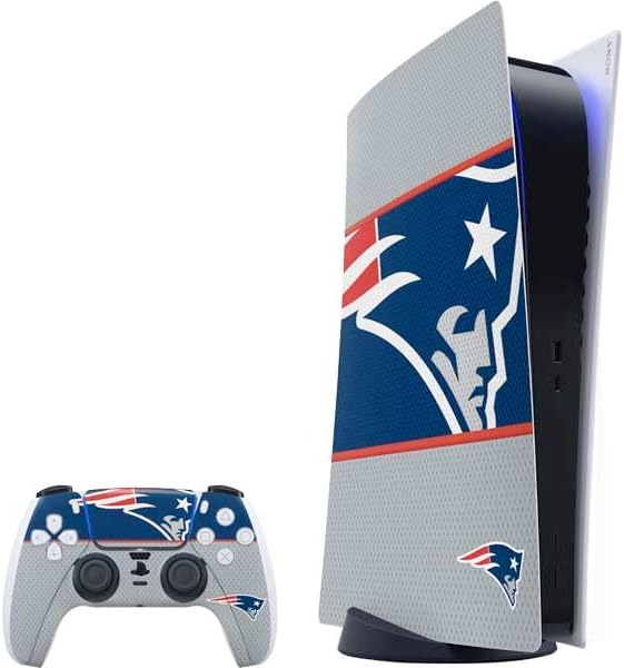 Skinit Decal Gaming Skin Compatible with PS5 Bundle - Officially Licensed NFL New England Patriots Double Vision Design