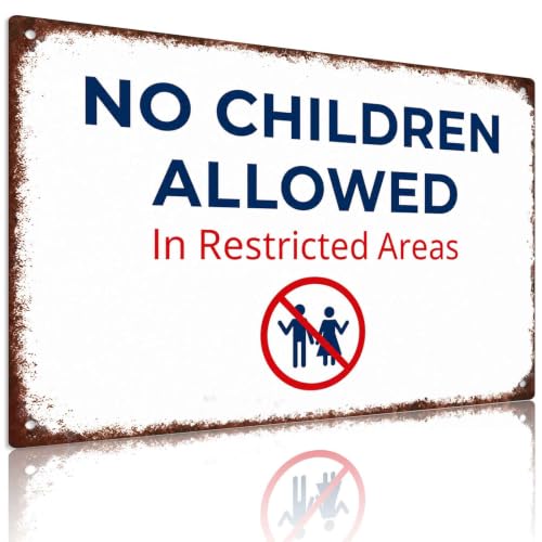 No Children Allowed In Restricted Areas Vintage Metal Tin Sign 8X12 Inch Aluminum, For Public Facilities, Factory, Commercial Site, Restricted Zone